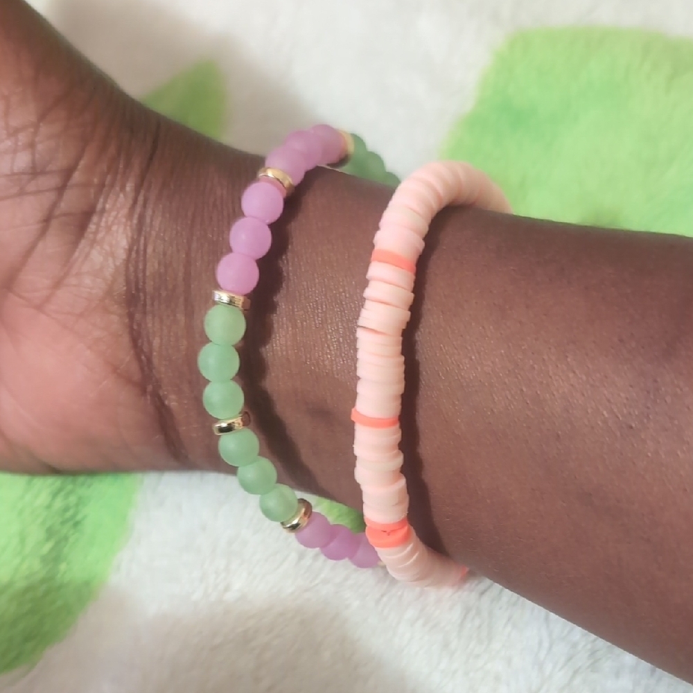 Pink Clay Beaded Bracelet - Picture 5 of 5